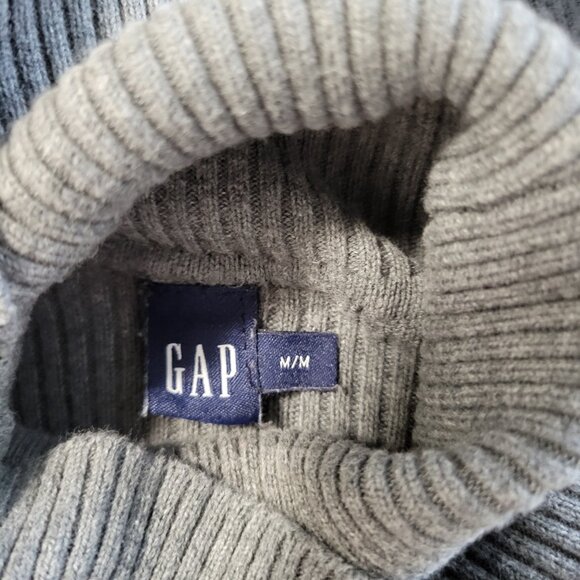 Vintage GAP 100% Cotton Cowl Black and Grey Ribbed Sweater - Picture 3 of 6